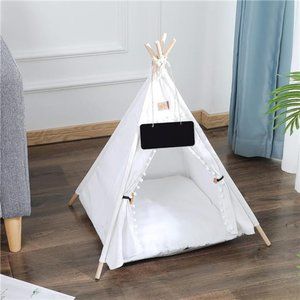 Pet Teepee, Portable Pet Tents for Small Dogs or Cats, Puppy Sweet Bed Washable